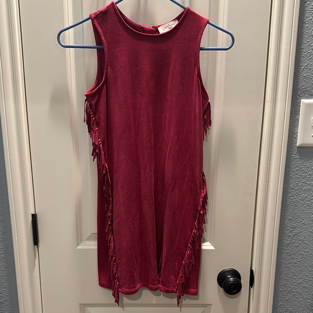 Jessica Simpson Kids Casual Dress in Red with Fringe